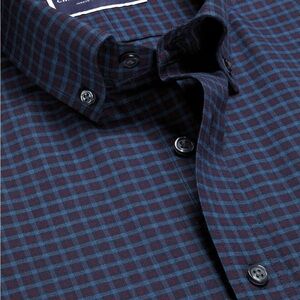 Charles Tyrwhitt Navy and Burgundy Plaid Shirt